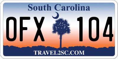 SC license plate OFX104