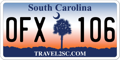 SC license plate OFX106