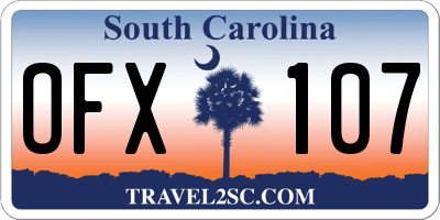 SC license plate OFX107