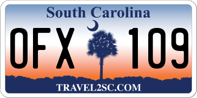 SC license plate OFX109