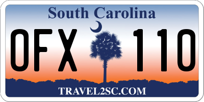 SC license plate OFX110
