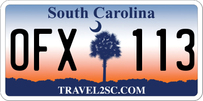SC license plate OFX113