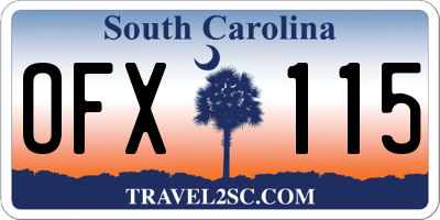 SC license plate OFX115