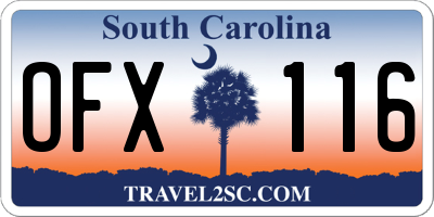 SC license plate OFX116