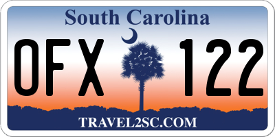 SC license plate OFX122