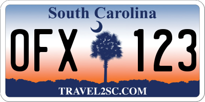 SC license plate OFX123