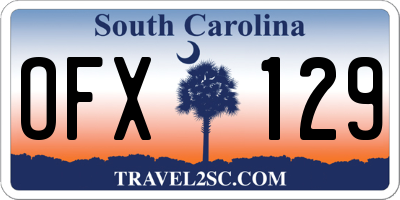 SC license plate OFX129