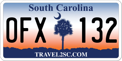 SC license plate OFX132