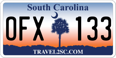 SC license plate OFX133
