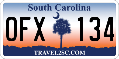 SC license plate OFX134