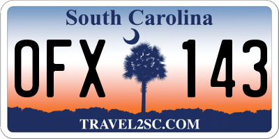 SC license plate OFX143