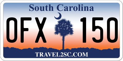SC license plate OFX150