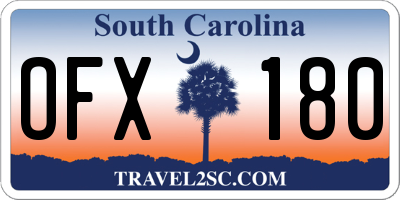 SC license plate OFX180