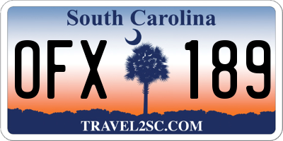 SC license plate OFX189