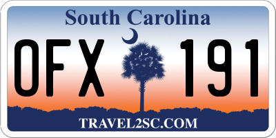 SC license plate OFX191