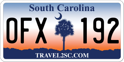 SC license plate OFX192
