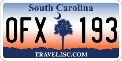SC license plate OFX193