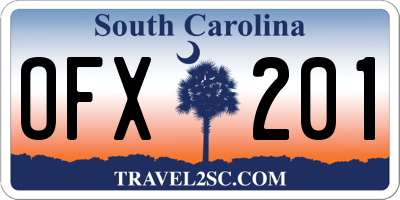 SC license plate OFX201