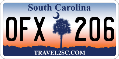 SC license plate OFX206