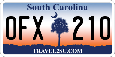 SC license plate OFX210