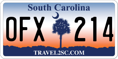 SC license plate OFX214