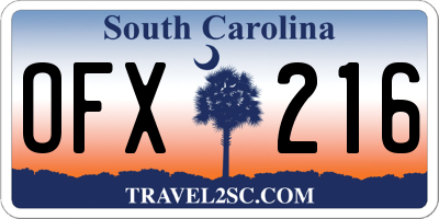 SC license plate OFX216