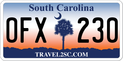 SC license plate OFX230