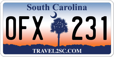 SC license plate OFX231