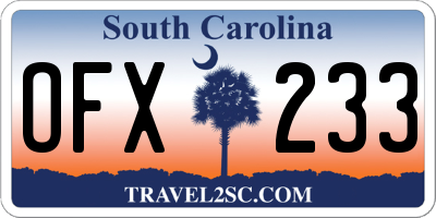 SC license plate OFX233