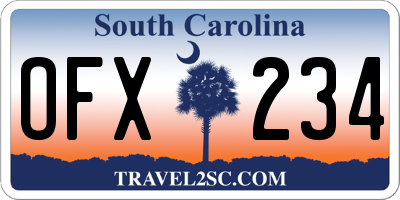 SC license plate OFX234