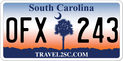 SC license plate OFX243