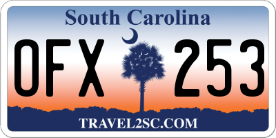 SC license plate OFX253