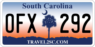 SC license plate OFX292