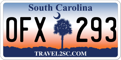 SC license plate OFX293