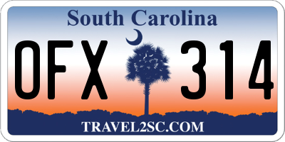 SC license plate OFX314