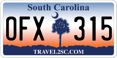 SC license plate OFX315