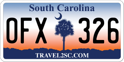 SC license plate OFX326