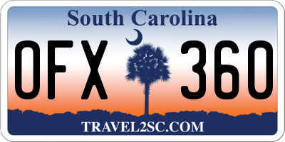 SC license plate OFX360