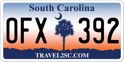 SC license plate OFX392