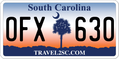SC license plate OFX630