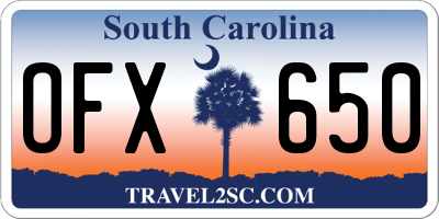 SC license plate OFX650