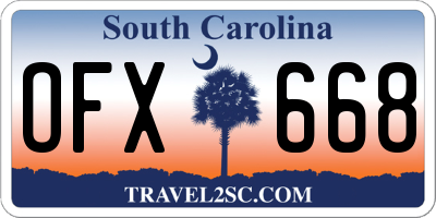 SC license plate OFX668