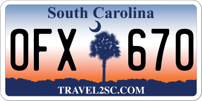 SC license plate OFX670