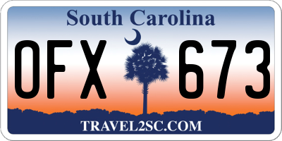 SC license plate OFX673