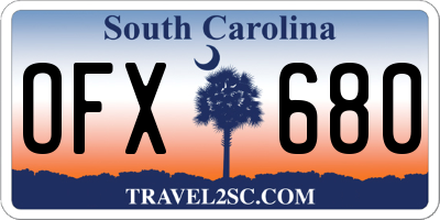 SC license plate OFX680