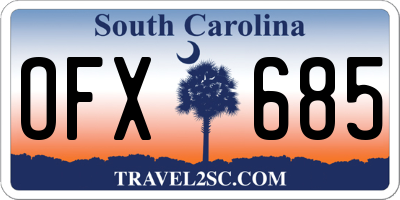 SC license plate OFX685