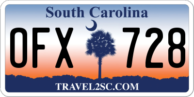 SC license plate OFX728