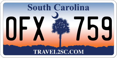 SC license plate OFX759