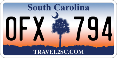 SC license plate OFX794