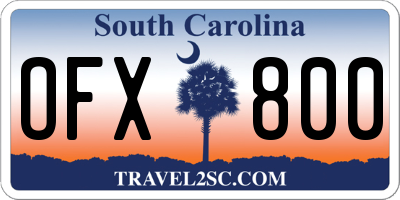 SC license plate OFX800